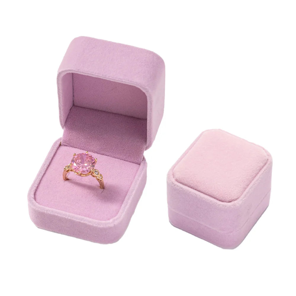 Velvet Single Ring Box Gift Jewelry Organizer Packaging for Wedding Ceremony Engagement Display Storage Supplies Accessories