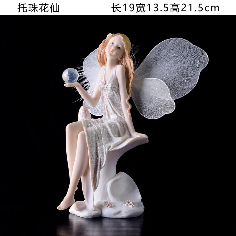 Fairy Beauty Angel Ornaments Resin Doll Cute Girl Wedding Gift Decorative Home Accessories Things For Room Decoration