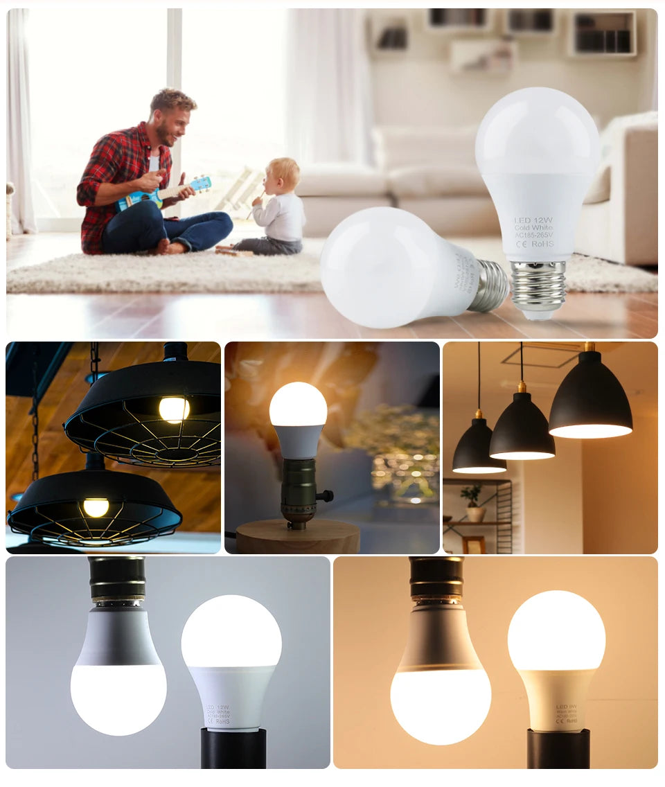 3W 6W 9W 12W 15W 18W LED Bulb Lamps E27 Lampada LED Light Bulb AC 220V-240V Smart IC High Brightness Bombilla Lamp Spotlight
