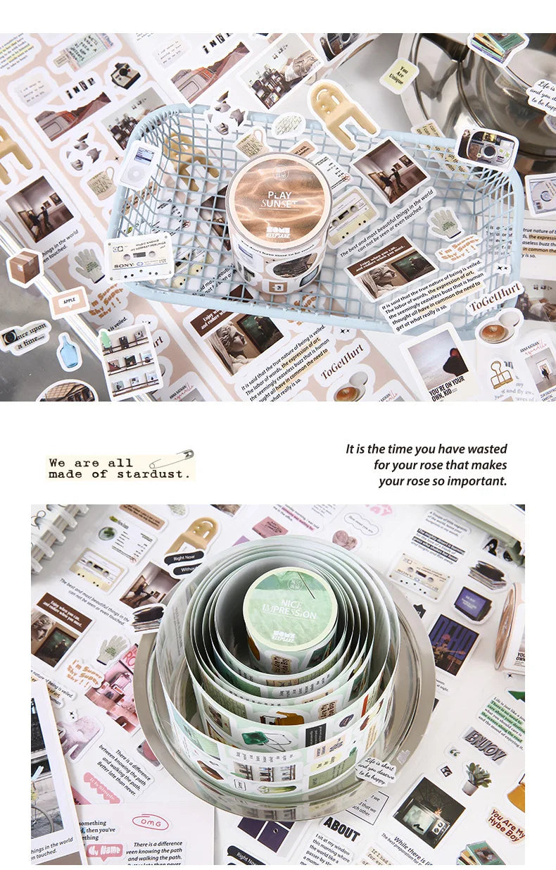 Washi Tape Set Korean Style Washi Tape Kawaii Aesthetic Decorative Adhesive Tape for Scrapbooking Journaling DIY Crafts Arts