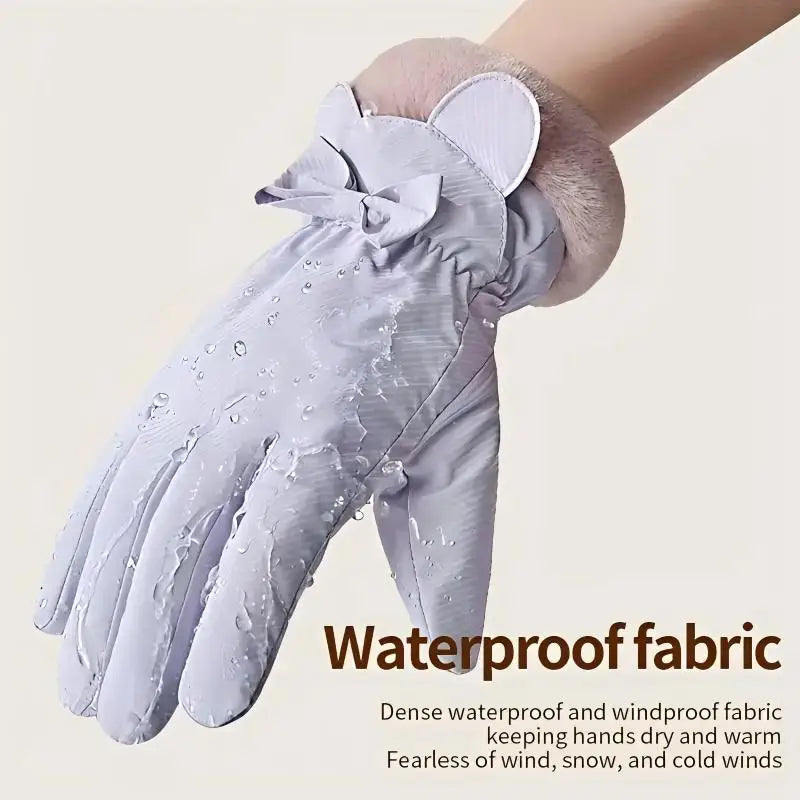 1 Pair Women's Winter Warm Gloves,Thick Fleece Lined,Touchscreen,Non-Slip Windproof,Fashionable Outdoor Gloves for Autumn/Winter