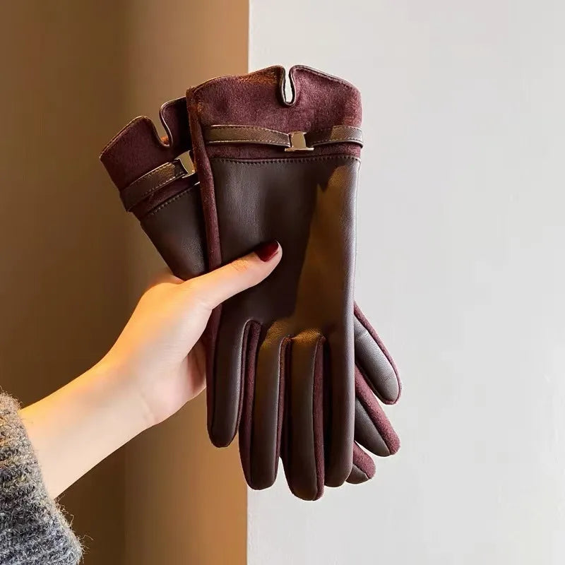 2025 New Gloves for Women in Winter Warm and Plush Thickened Cold Proof Driving Touch Screen Gloves for Outdoor Cycling