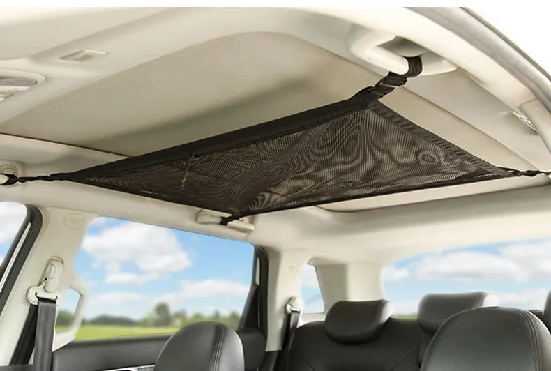Car Roof Storage Net Durable Adjustable Hanging Organizer Bag for Vehicle Trunk Cabin Accessories Universal Fit