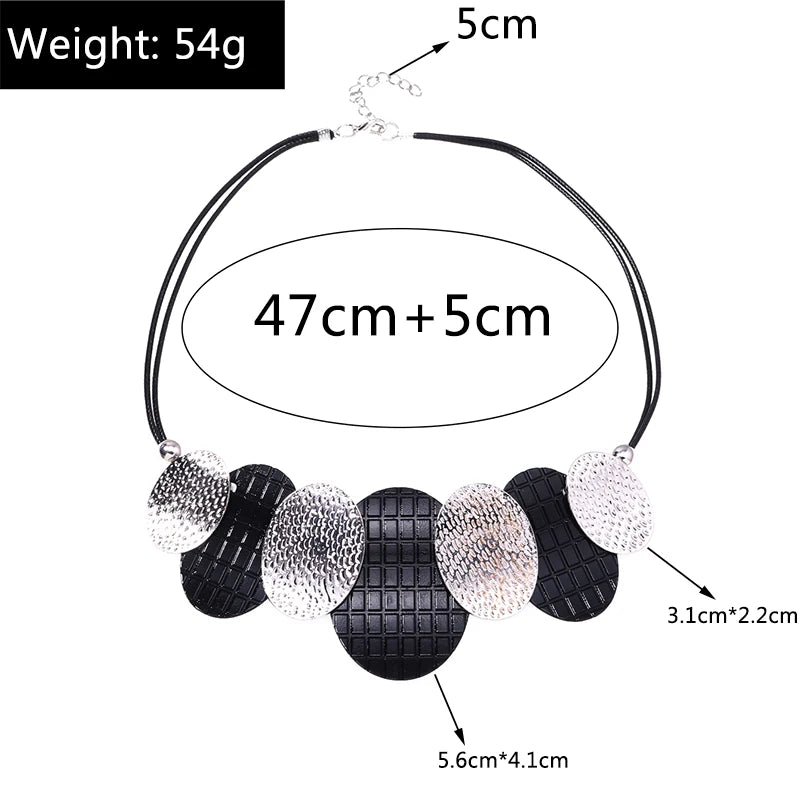 Fashion Choker Necklaces for Women Female Metal Round Vintage Statement Necklace Girls Party Holiday Jewelry Gifts