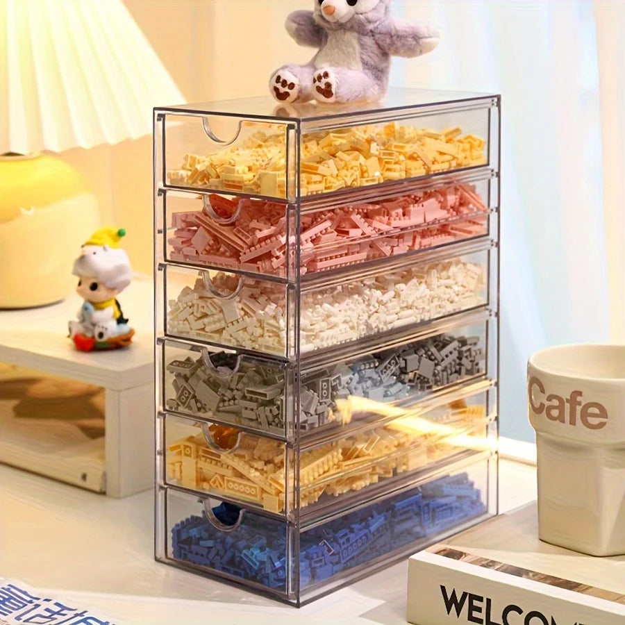 Block classification storage box, small particle parts packaging box, transparent dustproof drawer display box