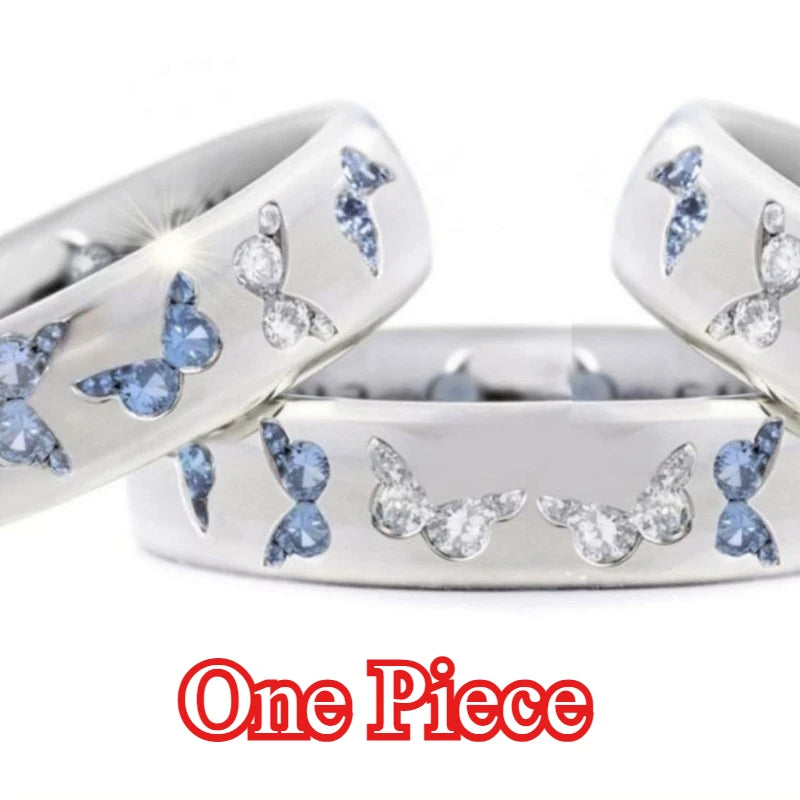 Colorful Butterfly Ring Wedding 925 Sterling Silver Plated Rings for Women Elegant Multicolor Zircon Ring Jewelry Girl Gift