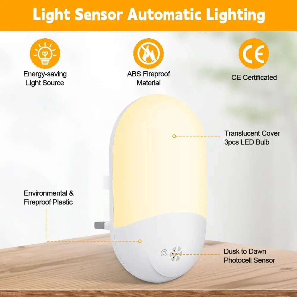 LED Night Light, Night Lights Plug in Walls with Dusk to Dawn Photocell Sensor, 0.5W Energy Saving Plug in Night Lighting