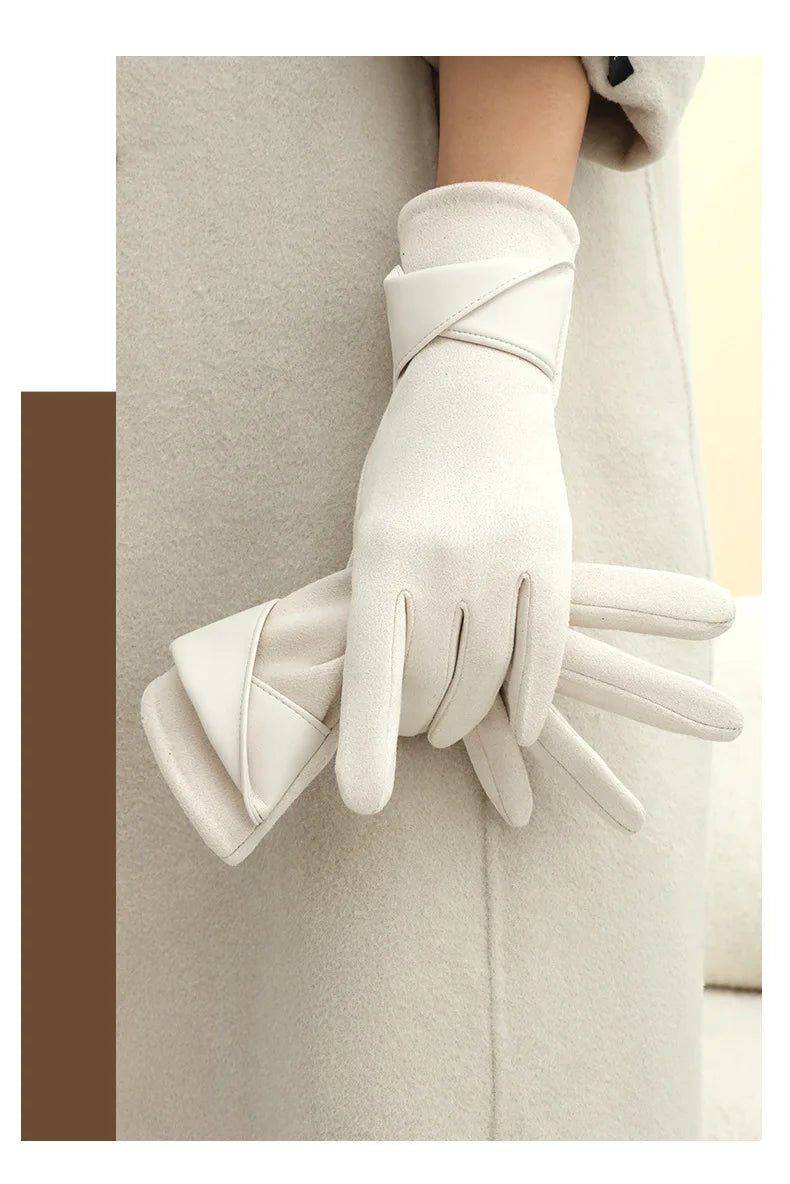 Women Winter Keep Warm Touch Screen Gloves Lady Fashion Elegant Retro Cycling Drive Protection From Cold Thicken