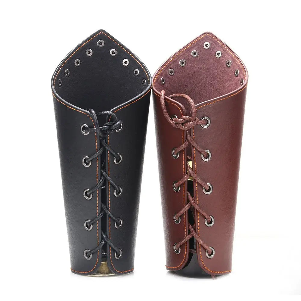 Sports Accessories Leather Archery Arm Guard Punk Gauntlet Viking Bracer Black Brown Safe Strap Men Women