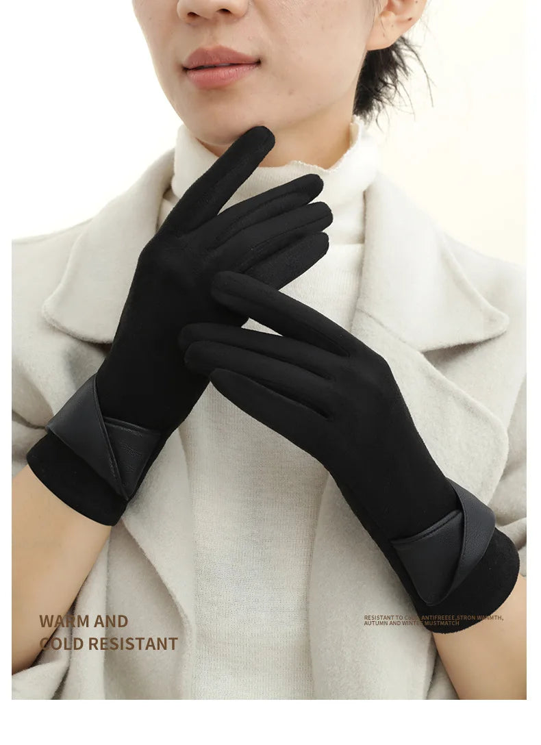 Women Winter Keep Warm Touch Screen Gloves Lady Fashion Elegant Retro Cycling Drive Protection From Cold Thicken