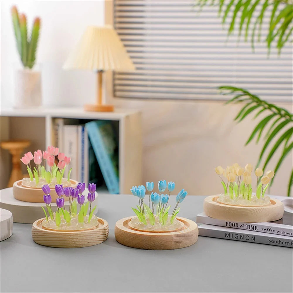 Artificial Tulip Flower Night Light Handmade DIY Bedside Lamp LED Night Lamp Bedroom Decor Christmas Birthday Gifts Table Lamp (Free Shipping) ššš¹ (Free Shipping) ššš¹