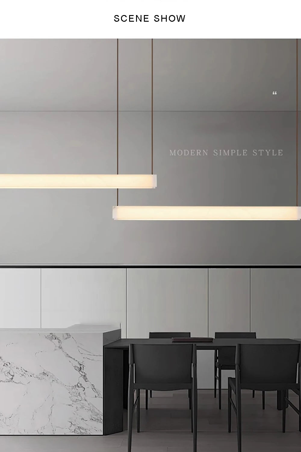 LED Light Luxury Leather Long Spanish Marble Pendant Light for lustre Living Room Recessed Decorative Lighting Ceiling Fixtures.