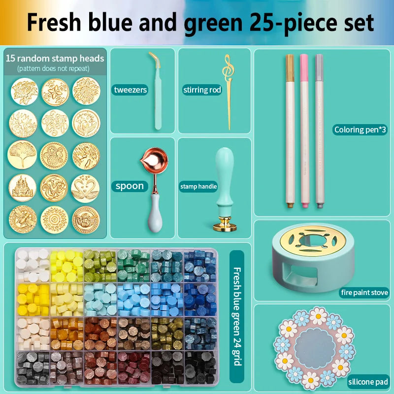 Wax Seal Stamp Set Kit Sealing Wax Storage Box Seal Furnace Craft Supplies For Wax Seal Christmas Wedding Invitation Decoration