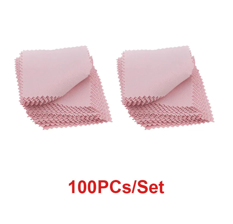 50PCs/pack Jewelry Cleaning Cloth 8cmx8cm Pink Color Jewelry Wiping Cloth  Jewelry Tools Jewelry Making Supplies