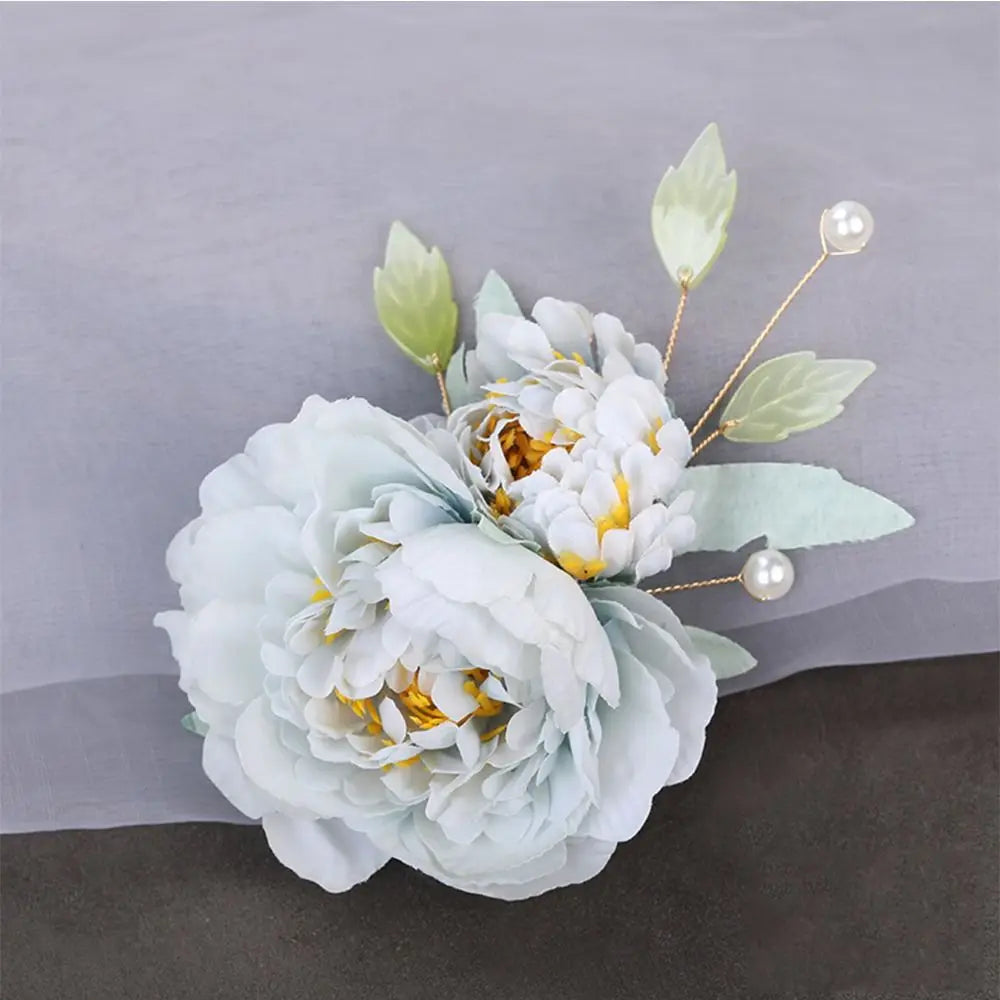 Fashion Cloth Flower Hair Clip Elegant Pearl Floral Hairpin Flower Brooch Hair Barrettes Women Girls Hair Styling Accessories