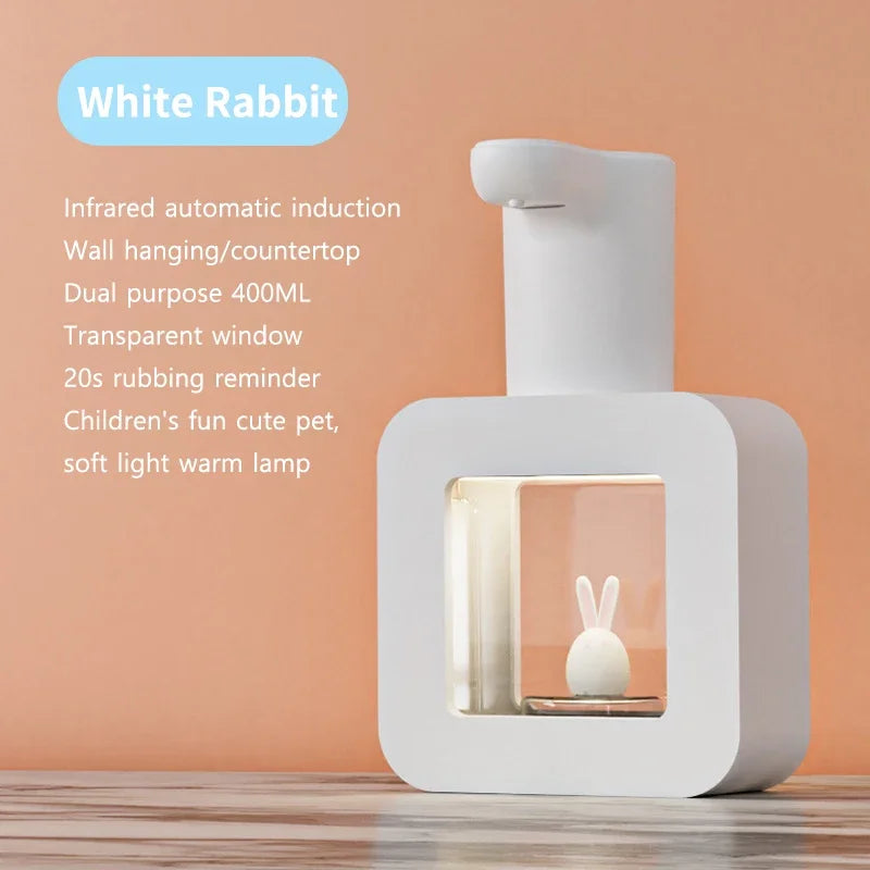 New Automatic Soap Dispenser Cute Pet Wall Mounted Touchless Sensor USB Charging Cartoon Foam Hand Washing Tools 400ML Kitchen