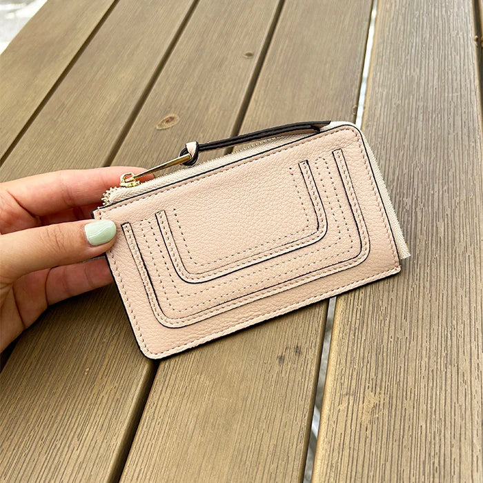 Luxury Genuine Leather Card Wallet Woman Custom Name Brand Card Holder Casual Zipper Lady Engraving Coin Purse Personalized Gift