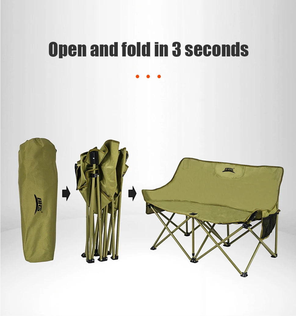 WESTTUNE Double Camping Chair Outdoor Fishing Backrest Chair Portable Folding Lawn Chair Beach Tourist Double Seat Leisure Chair