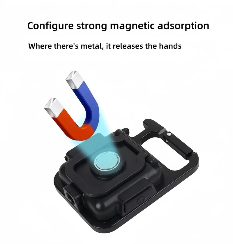 LED Working Light USB Rechargeable Mini Flashlight Portable Bright Keychain Pocket Clip Lantern Outdoor Hiking Fishing Camping