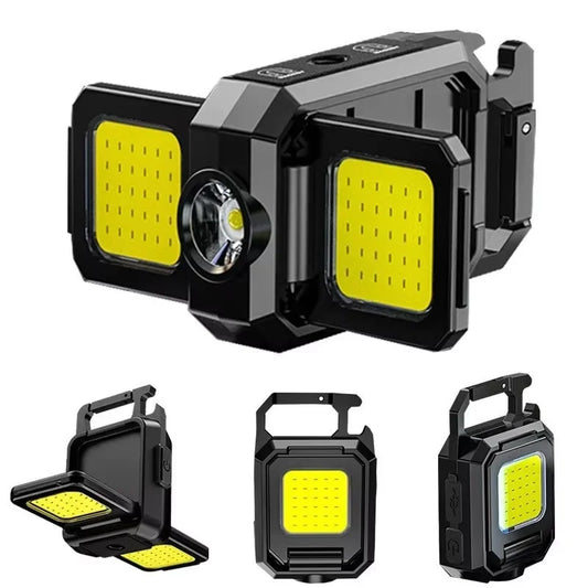 2025 LED Flashlight 1000LM USB Rechargeable COB Work Lights IPX4 Waterproof Keychain Light Lantern for Outdoor Camping Hiking