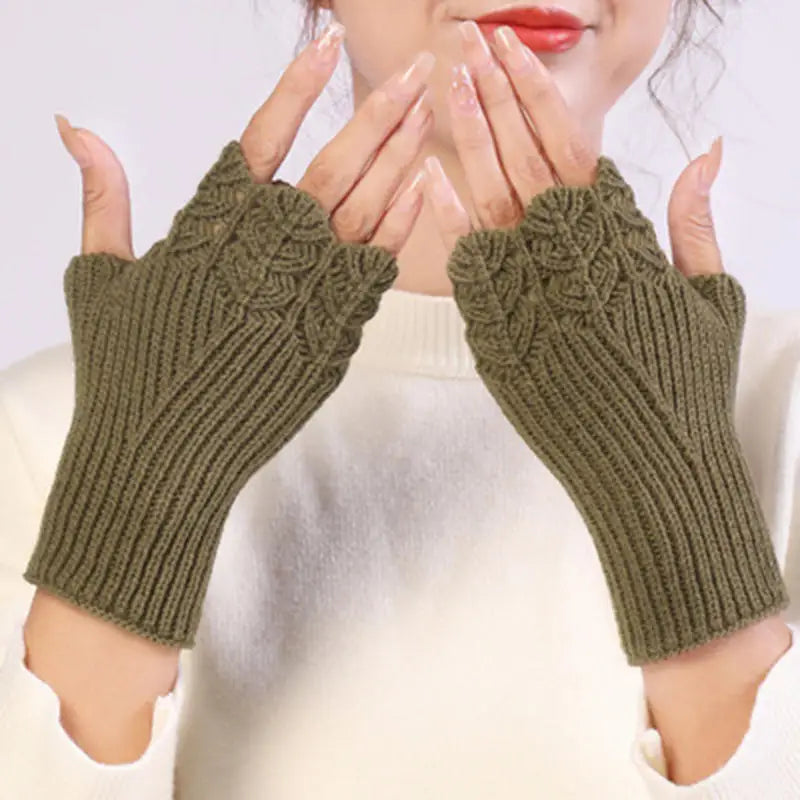 Women Knitted Warm Half Gloves Autumn Winter Fingerless Gloves Arm Sleeve Girls Fashion Casual Accessories Mittens