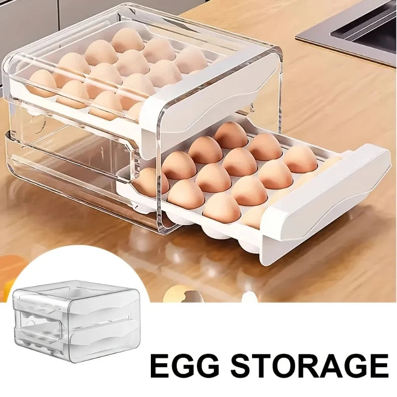 Storage Container with 2 Drawers! Perfect for Fridge Organization, Durable, Space Efficient Design for Easy Access & Freshness