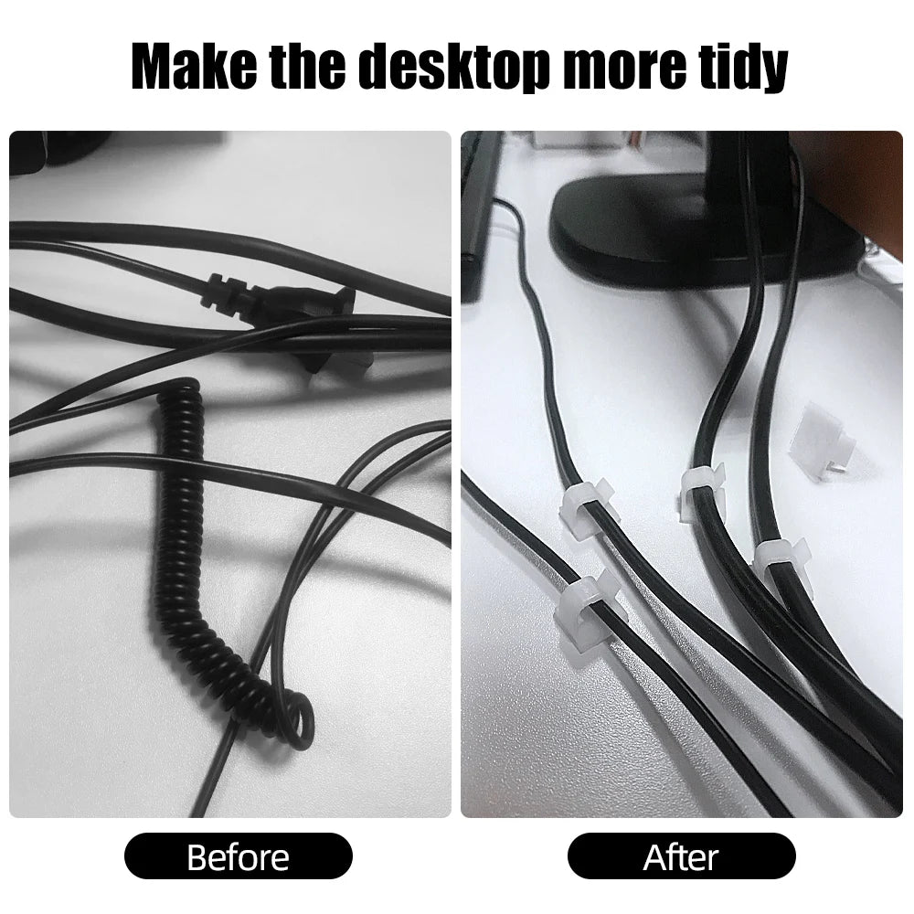 146 Pcs Cable Organizer Set Cord Management Silicone Cable Holder Adhesive Wire Clips For Car Home Office USB Cords Organiser