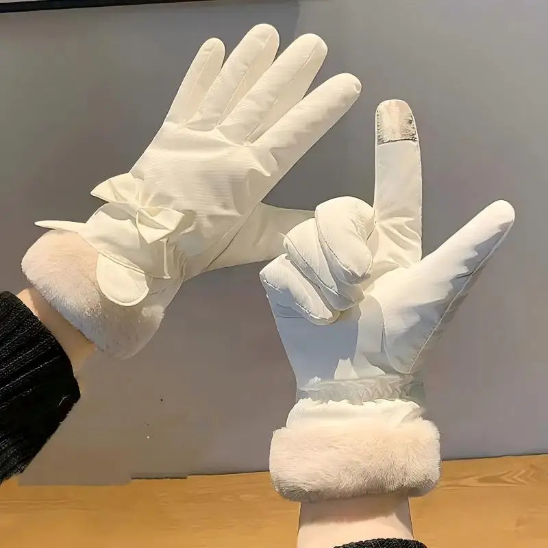 1 Pair Women's Winter Warm Gloves,Thick Fleece Lined,Touchscreen,Non-Slip Windproof,Fashionable Outdoor Gloves for Autumn/Winter