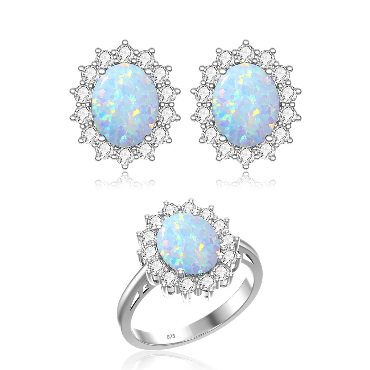 Oval Cut 8*10mm Opal Ring Gold Eternity Luxury