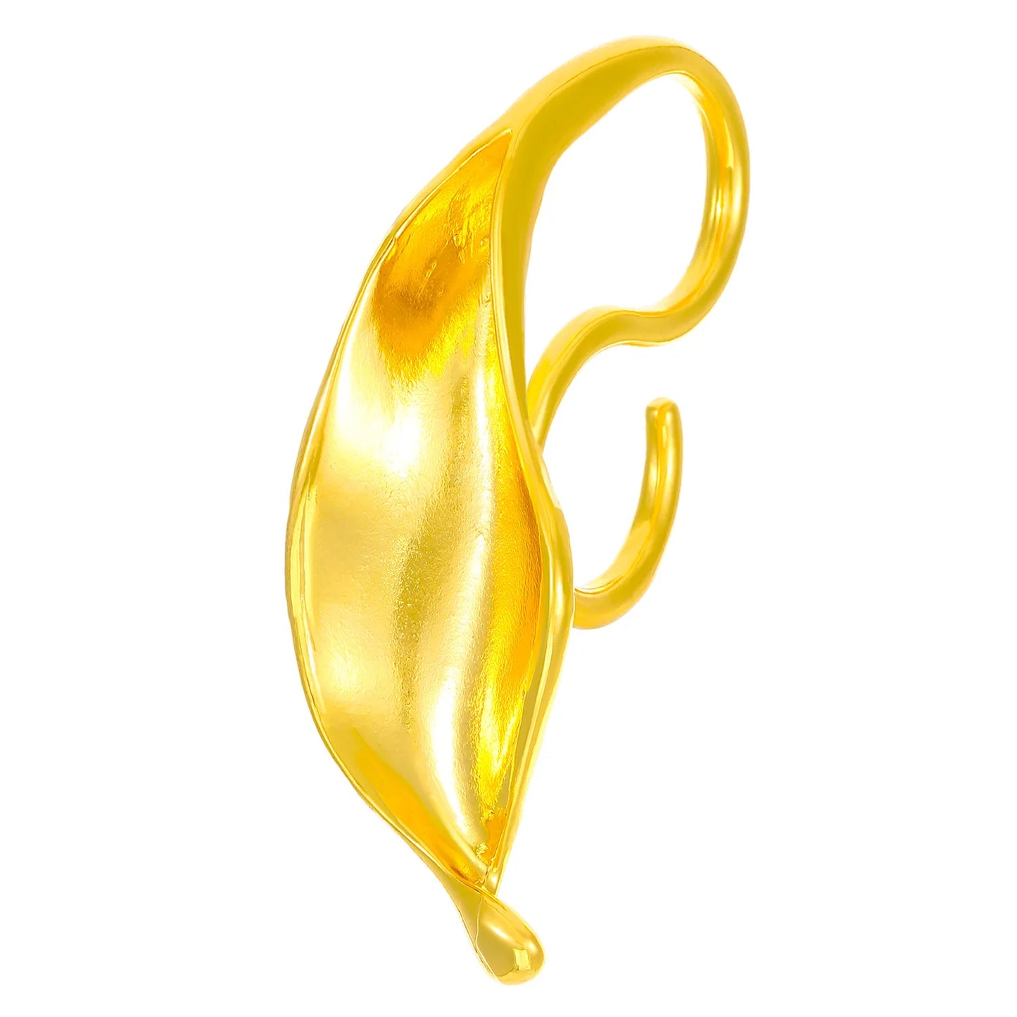 Exaggerated Geometric Frosted Large Leaf Shaped Rings Gothic Gold Silver Color Large Irregular Ring Jewelry Accessories