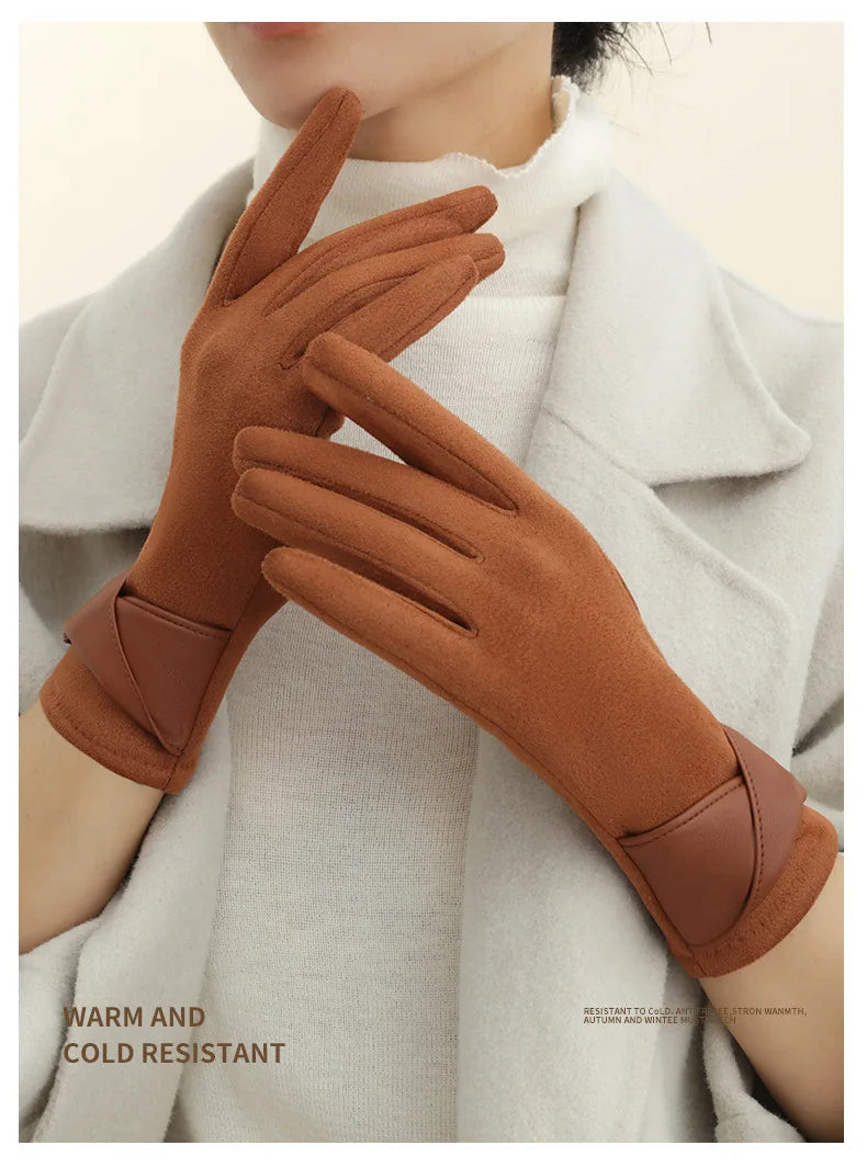 Women Winter Keep Warm Touch Screen Gloves Lady Fashion Elegant Retro Cycling Drive Protection From Cold Thicken