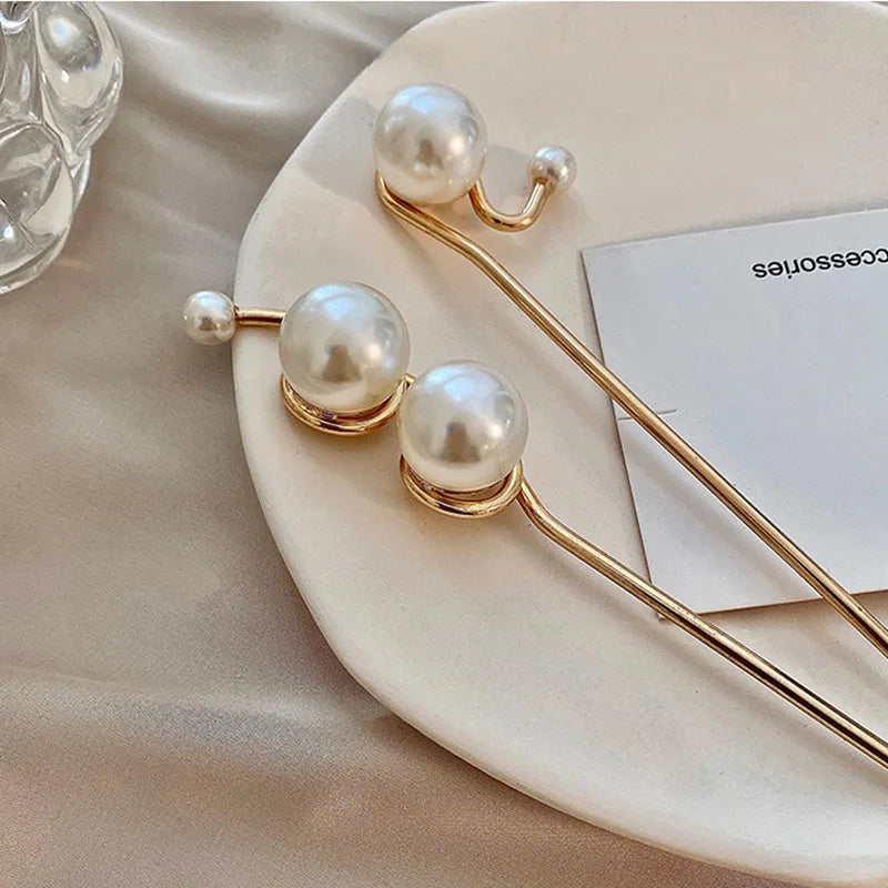 Fashion Women Simulated Pearl Hairpins Metal Barrette Clip Wedding Bridal Tiara Hair Accessories Wedding Hairstyle Design Tools