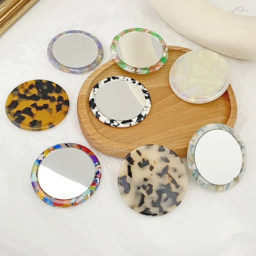 Travel Accessories Simple Acetate Makeup Mirror Portable Round SPA Salon Compact Mirrors Mini Cute Cosmetic Vanity Mirror