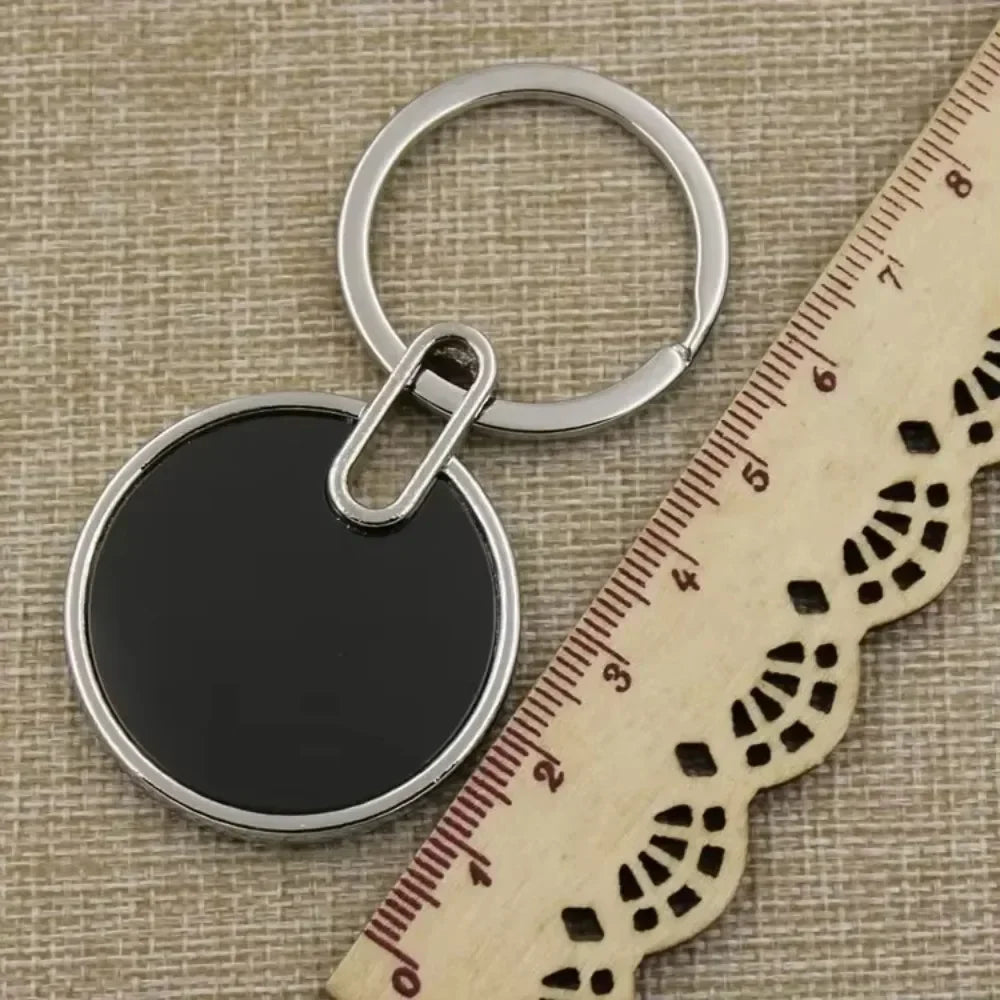 Custom Engraving Logo Name Metal Keychain Personalized Keyring Key Ring Chain Plate Laser Marking Black Mirror Promotional Gift