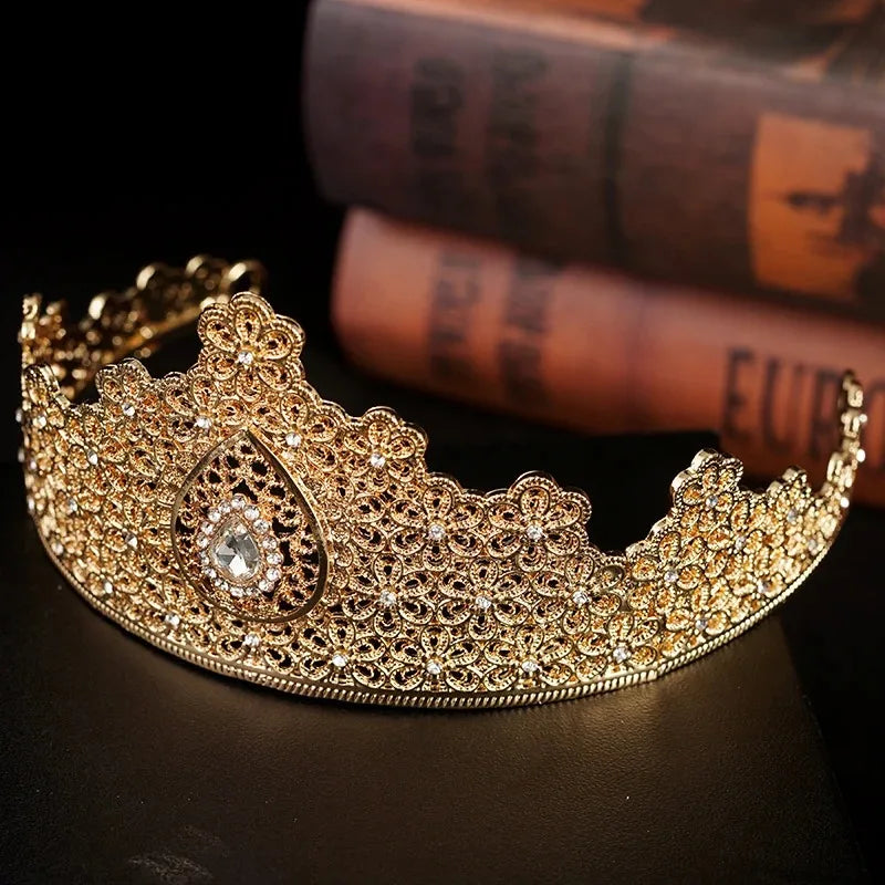 Turkish Metal Gold Color Tiaras and Crowns Coins Headpiece for Women Forehead Hair Jewelry Wedding Accessories