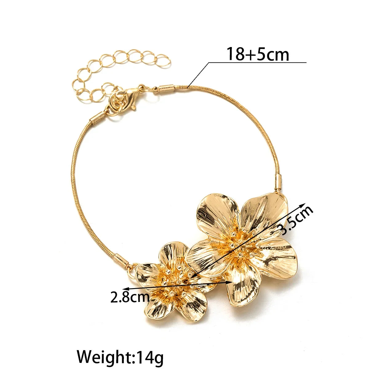 FAIRY Fashion Trendy Flower Bracelet Adjustable Cuff Bracelets for Women Jewelry Date Travel Banquet Party Holiday Dressing Gift