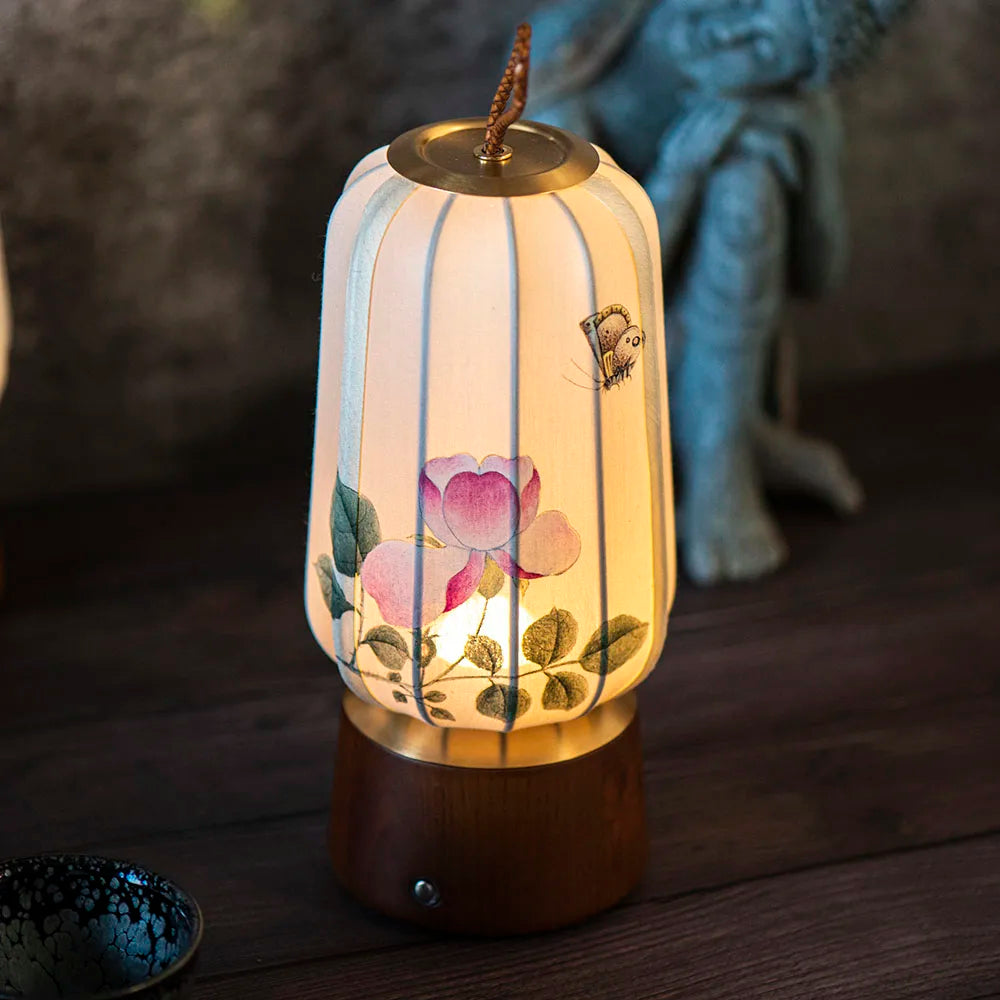 New Fabric Lanterns Portable Table lamp Traditional style Hand Art Drawing decoration Atmosphere Reading Lamp for Tea room (Free Shipping) 💝💖🌹 (Free Shipping) 💝💖🌹