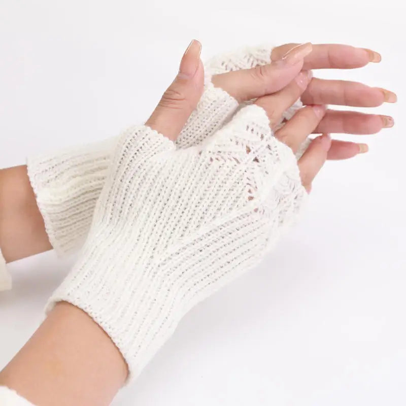 Women Knitted Warm Half Gloves Autumn Winter Fingerless Gloves Arm Sleeve Girls Fashion Casual Accessories Mittens