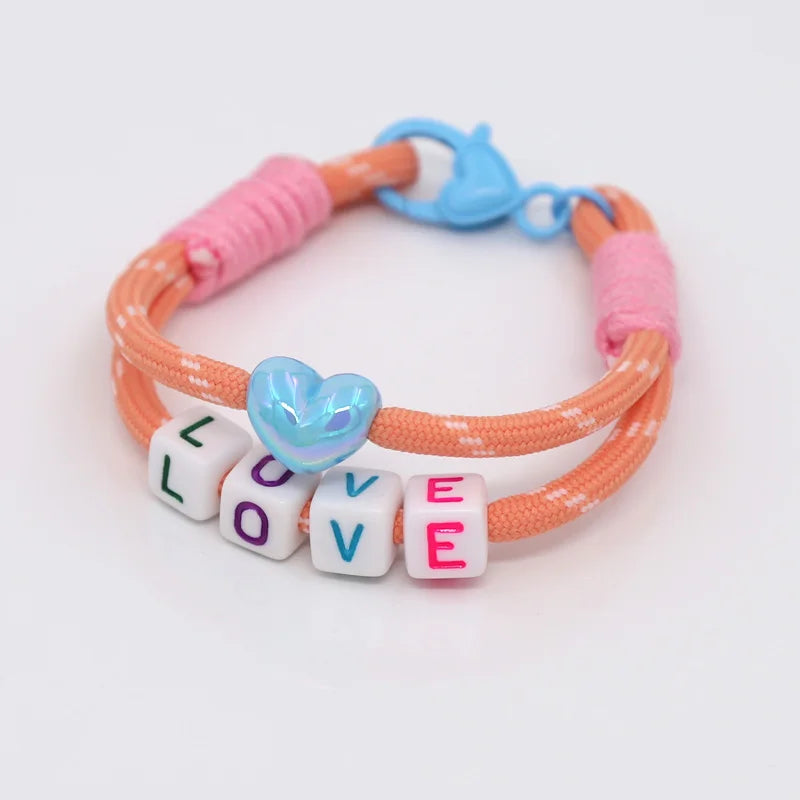 Women's Bracelet Trendy Accessories Letter LOVE Heart Buckle Beaded Colorful Rope Bohemian Bracelet Party Jewelry Wholesale