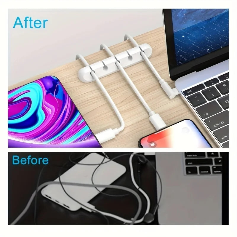 Cable Organizer Box, USB Cable Organizer, Cable Management Box with Clips, Suitable for Desk, Car, Home and Office