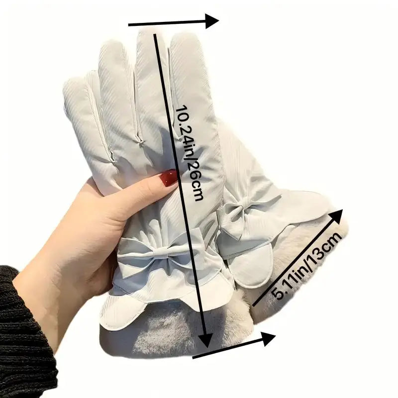 1 Pair Women's Winter Warm Gloves,Thick Fleece Lined,Touchscreen,Non-Slip Windproof,Fashionable Outdoor Gloves for Autumn/Winter