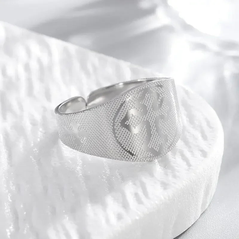 Stainless Steel Angel Wing Ring Open Adjustable Feather Ring for Men Women Couple Fashion Jewelry Anniversary Gift
