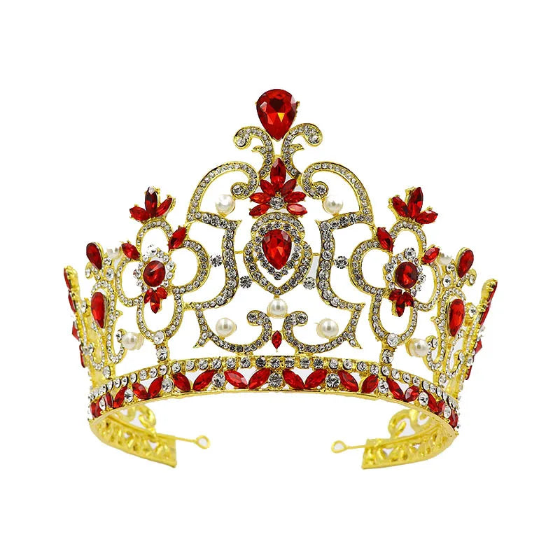 Wholesale Rhinestone Big Pageant Crown AB Colorful Crystal Tall Beauty Crown Diamond Preal King and Queen Tiaras