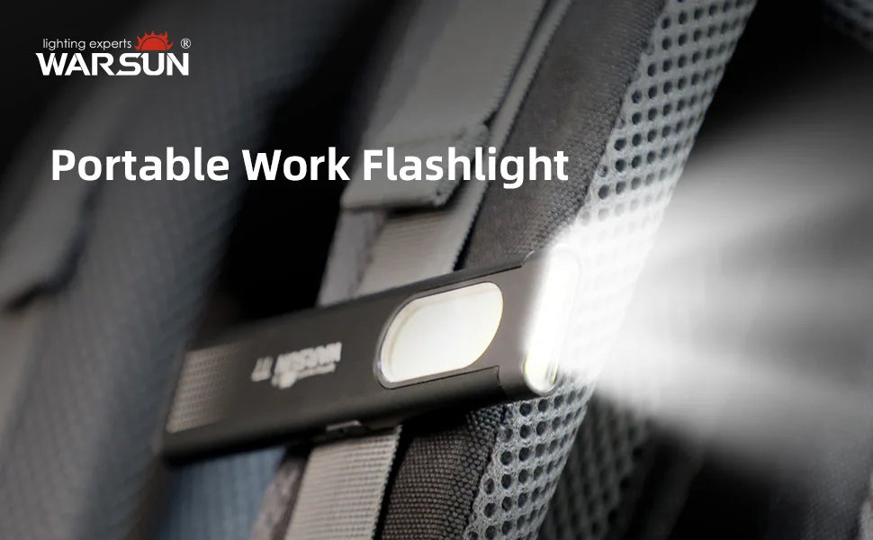 WARSUN Compact Multi-Mode Pocket LED Flashlight T7 - 675LM, USB-C Rechargeable, IPX4, Dual Material, Red/Blue Strobe