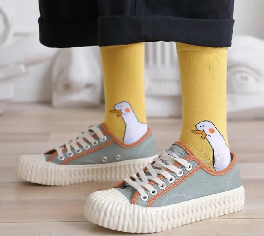 New Fahsion Funny Crazy Goose Head Sport Cotton Sock Creative Happy Animal Casual Socks Women Men Universal