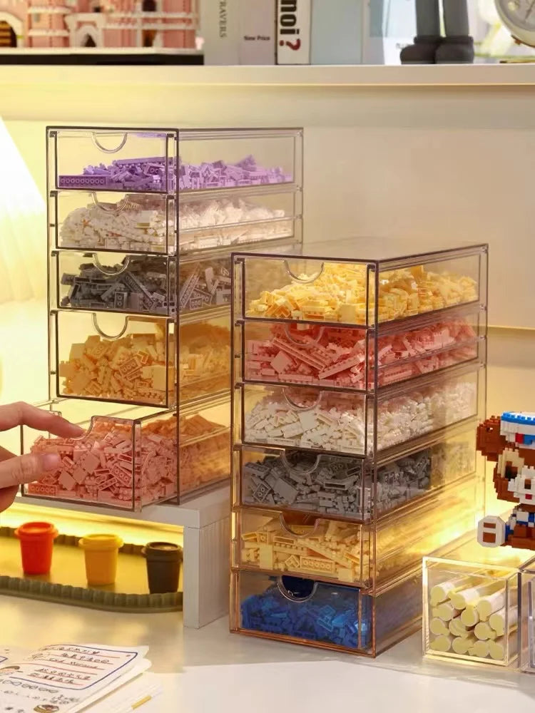 Block classification storage box, small particle parts packaging box, transparent dustproof drawer display box