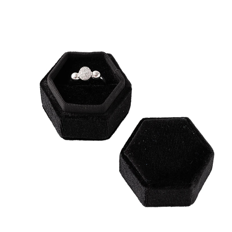 Velvet Single Ring Box Gift Jewelry Organizer Packaging for Wedding Ceremony Engagement Display Storage Supplies Accessories