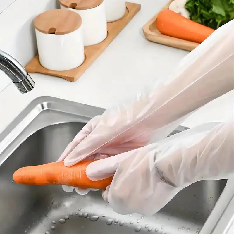 30PCS Disposable Arm Guard Gloves Kitchen Household Cleaning Waterproof Elastic Drawstring Lengthened CPE Long-Arm Gloves