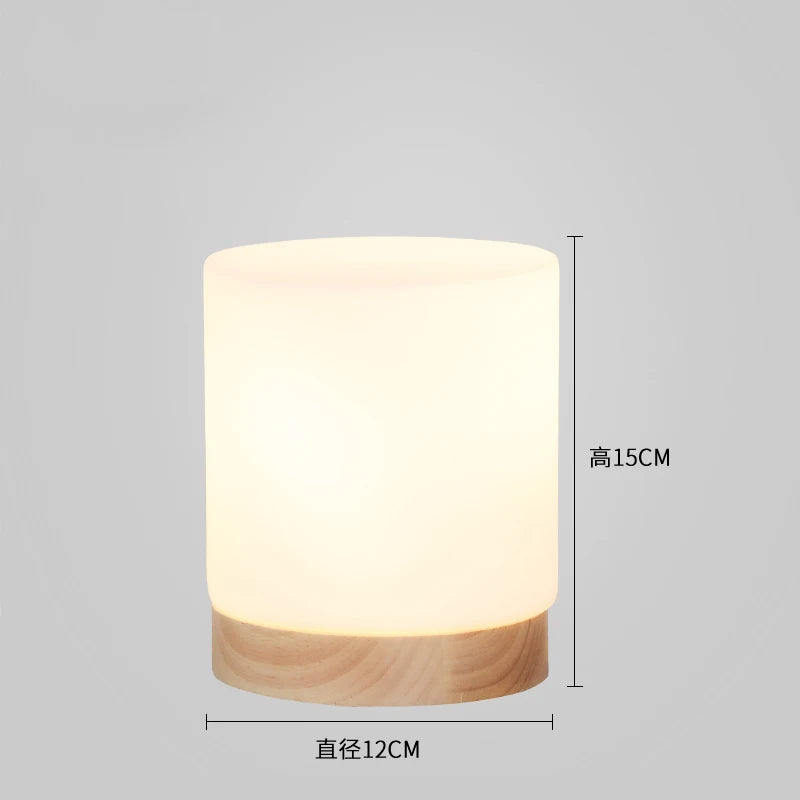 Modern Table Lamp Glass Body and Wood Base Table Lights For Bedroom Livingroom Children Reading Simple Desk Lamp Lighting