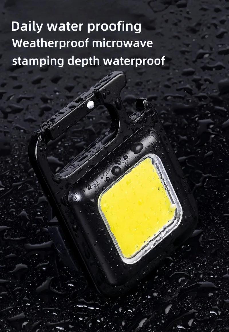 LED Working Light USB Rechargeable Mini Flashlight Portable Bright Keychain Pocket Clip Lantern Outdoor Hiking Fishing Camping